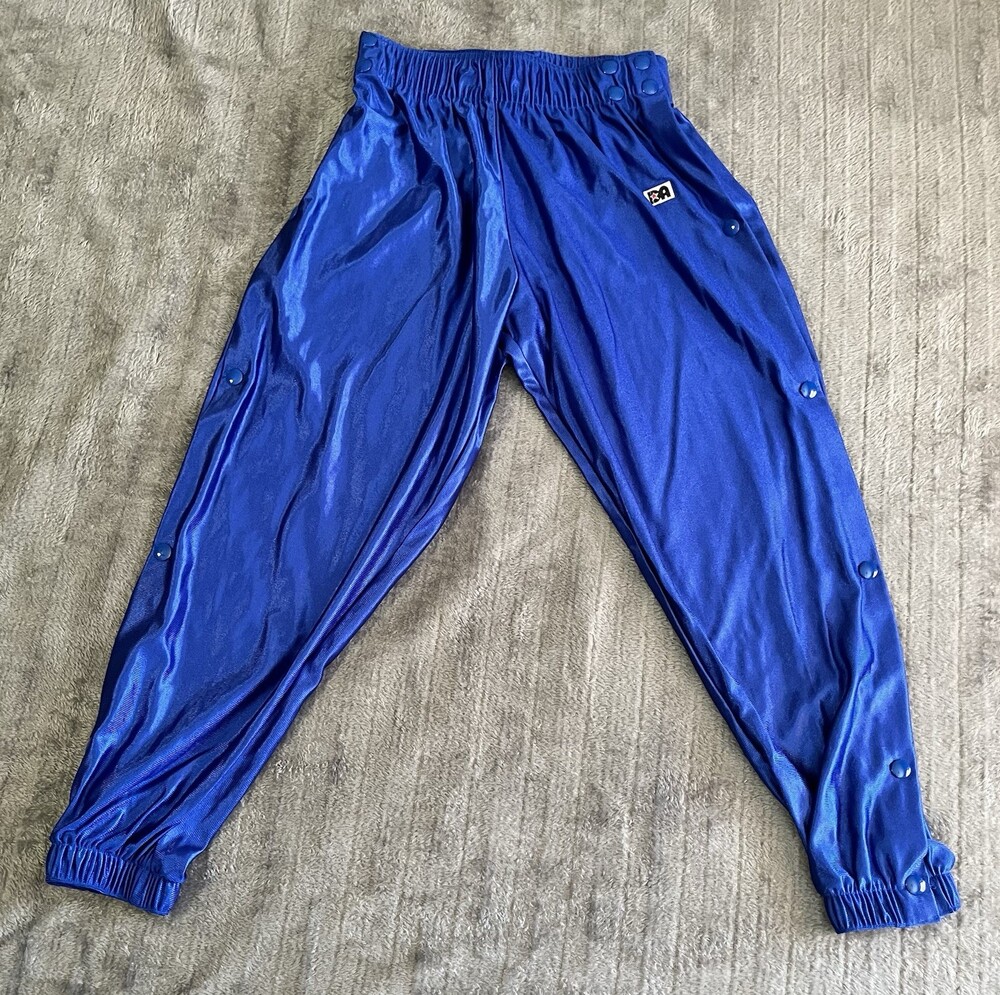 Alleson Youth Medium Athletic Tearaway  Snaps Basketball Pants Royal Blue Shiny